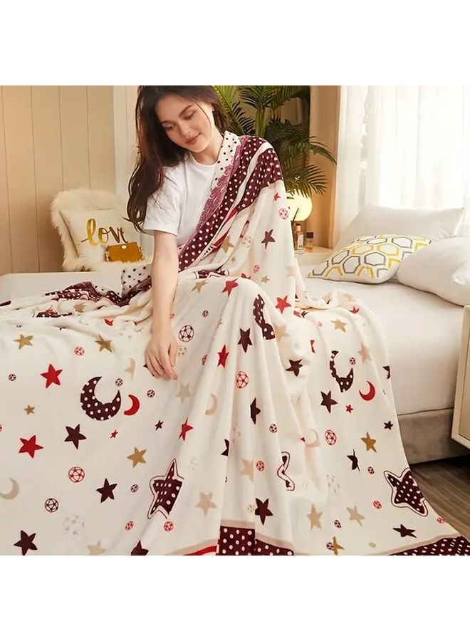 Time Of The Stars And Moon Flannel Wearable Blanket Soft Coral Fleece Dual Sided Plush All Season Comfort - Image 1